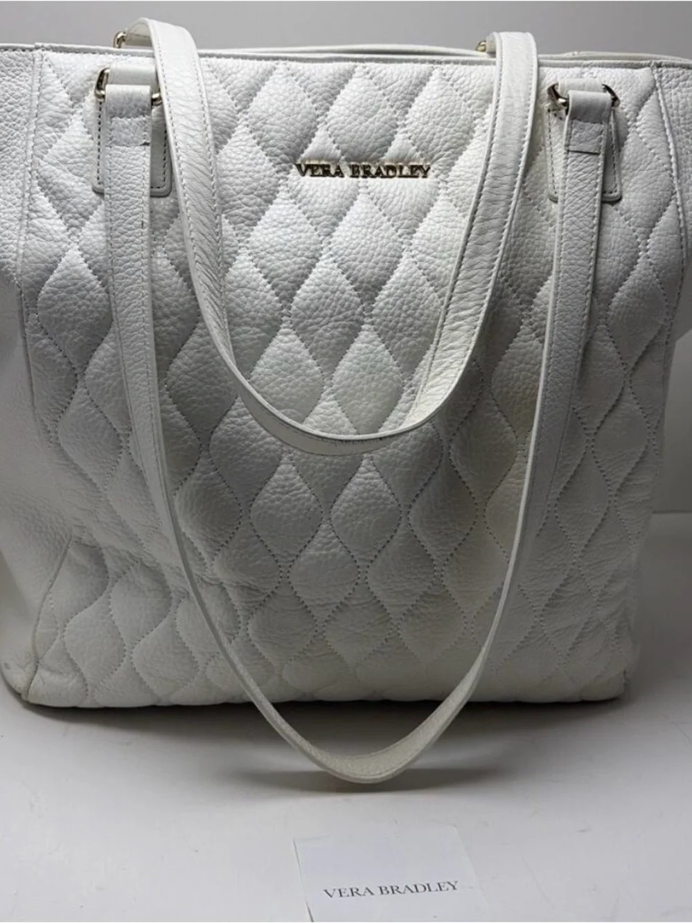 Vera Bradley White Quilted Tote with Double Straps